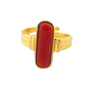 Natural and certified coral (moonga) panchdhatu adjutable ring