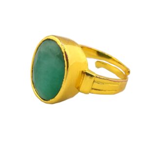 Alternative view of Natural and certified emerald (panna) panchdhatu adjustable ring
