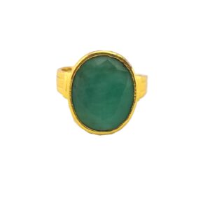 Natural and certified emerald (panna) panchdhatu adjustable ring