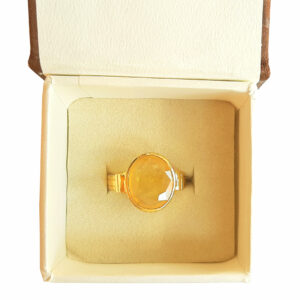 Natural and certified yellow sapphire (pukhraj) gold plated adjustable ring