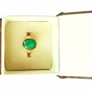 Alternative view of Natural and certified emerald (panna) gold plated adjustable ring
