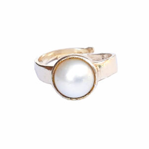 Natural and good quality pearl (moti) silver plated adjustable ring