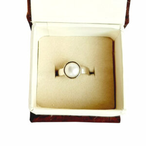 Alternative view of Natural and good quality pearl (moti) silver plated adjustable ring