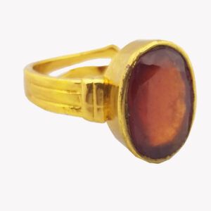 Alternative view of Natural and certified Hessonite Garnet ( gomed ) panchdhatu adjustable ring