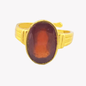 Natural and certified Hessonite Garnet ( gomed ) panchdhatu adjustable ring