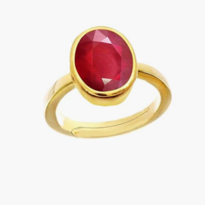 Natural and certified ruby (manik) gold plated adjustable ring