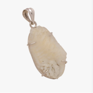 Natural and Certified White Shukra Mani Stone Silver Plated Locket