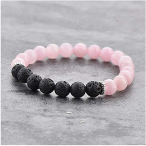 Natural and good quality rose quartz lava beads bracelet