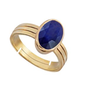 Natural and certified 5.25 ratti blue sapphire (neelam) gold plated adjustable ring