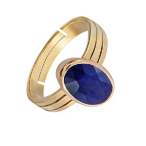 Alternative view of Natural and certified 6.25 to 7.25 ratti blue sapphire gold plated adjustable ring