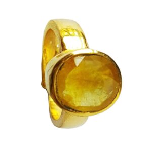 Alternative view of Natural and certified 5.25 to 6.25 ratti yellow sapphire gold plated adjustable ring