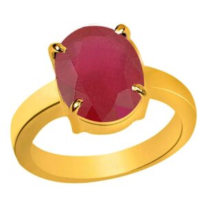 Natural and certified 5.25 to 6.25 ratti ruby gold plated adjustable ring