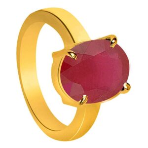 Alternative view of Natural and certified 5.25 to 6.25 ratti ruby gold plated adjustable ring