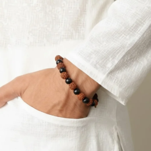Alternative view of Karungali Rudraksha Bracelet - Natural Ebony Wood & 5 Mukhi Rudraksha Beads
