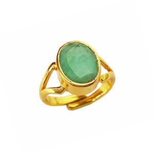 Natural and certified 5.25 to 6.25 ratti emerald gold plated adjustable ring