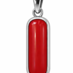 Natural and certified coral (moonga) 92.5 silver pendent