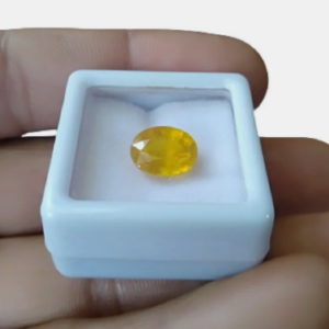 Alternative view of Natural and certified yellow sapphire (pukhraj) 5.25 ratti oval shape stone