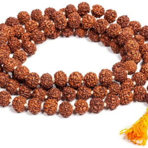 108+1 Bead Natural Rudraksha Mala for Prayer, Meditation, and Yoga 5 Mukhi Rudraksha Jaap Mala with Yellow Tassel