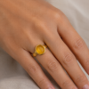Natural and certified yellow sapphire (pukhraj) gold plated adjustable ring