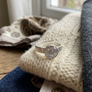 Natural and good quality american diamond (zircon) silver plated adjustable ring