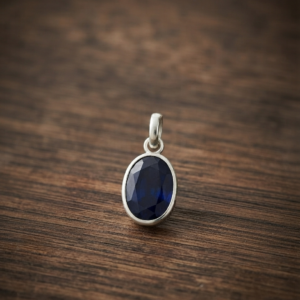 Natural and certified blue sapphire (neelam) 5.25 to 7.25 ratti 92.5 silver pendent