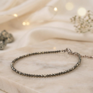 Natural and good quality raw Pyrite & Silver Dainty Bead Anklet