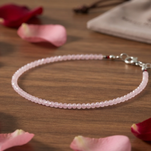 Natural and good quality round shape Blush Petal Rose Quartz Anklet