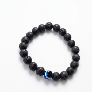 Natural and good quality Black Lava Stone & Evil Eye Protection Bead Bracelet