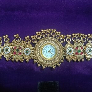 Alternative view of Antique Finish Floral Motif Kundan Bracelet Watch
