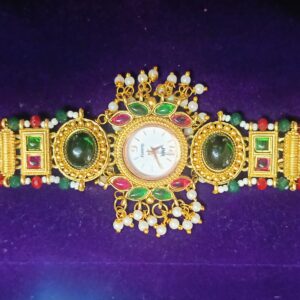 Alternative view of Royal Emerald & Ruby Traditional and Vintage Indian Bridal Hand Ornament Watch