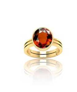 Natural and certified Hessonite Garnet ( gomed ) panchdhatu adjustable ring
