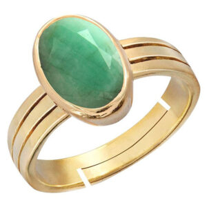 Natural and certified 5.25 ratti emerald (panna) gold plated adjustable ring