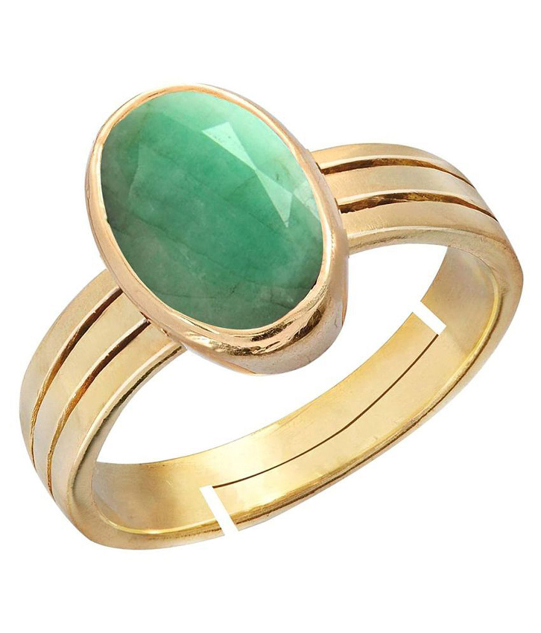 Natural and certified 5.25 ratti emerald (panna) gold plated adjustable ring