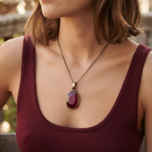 Natural and certified 5.25 ratti ruby (manik) gold plated pendent