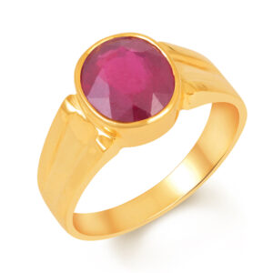Natural and certified 5.25 ruby (manik) gold plated adjustable ring